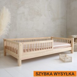 Łóżko Basic 160x80 z barierką ze szczebelkami - Naturalne Drewno