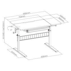 Biurko regulowane dla dzieci XD SPE-X102WL 100x60 cm - wymiary