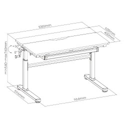 Biurko regulowane dla dzieci XD SPE-X104WL - wymiary