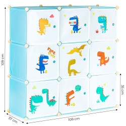 Regał dla dzieci - Szafka modułowa 9 półek Niebieska