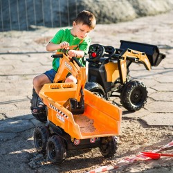 FALK Traktor Case IH Backhoe Pomarańczowy z Przyczepką Ruchoma Łyżka od 3 Lat