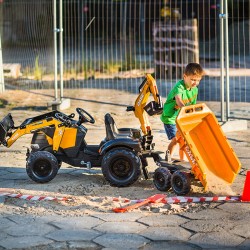 FALK Traktor Case IH Backhoe Pomarańczowy z Przyczepką Ruchoma Łyżka od 3 Lat