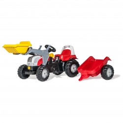 Rolly Toys  rollyKid-X Traktor na Pedały czerwony z Łyżką i Przyczepą STEYR  Czerwony