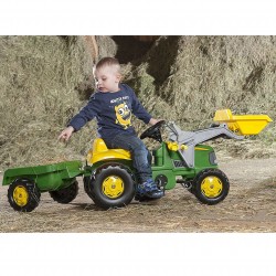 Rolly Toys RollyKid  John Deere Traktor na Pedały z Łyżką i Przyczepą - Zielony