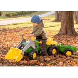 Rolly Toys RollyKid  John Deere Traktor na Pedały z Łyżką i Przyczepą - Zielony