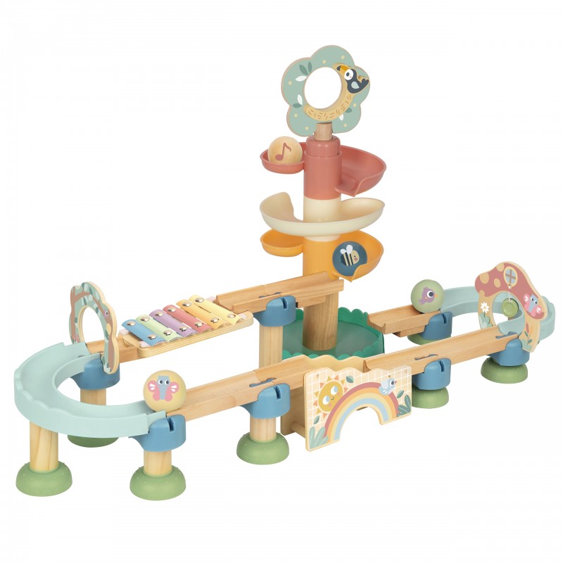 Tooky Toy Drewniany Muzyczny Tor Kulkowy Kulodrom 44 el. Pastelowe Tooky Toy Drewniany Muzyczny Tor Kulkowy Kulodrom 44 el. Pastelowe