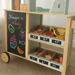 WOOPIE GREEN Sklepik Duży Wielofunkcyjny Drewniany Stragan Food Truck 73 el