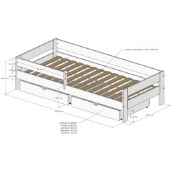 Łóżko z szufladami 200x90 Pino białe
