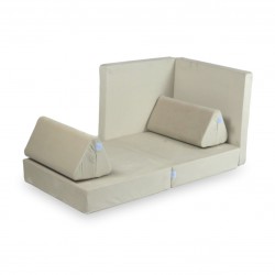 Mini Sofa Modułowa dla dzieci Velvet Ecru - 10 elementów