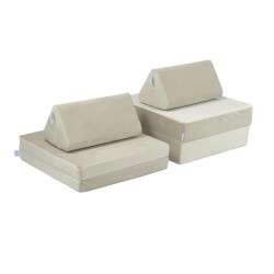 Mini Sofa Modułowa dla dzieci Velvet Ecru - 10 elementów