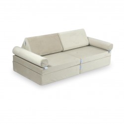 Mini Sofa Modułowa dla dzieci Velvet Ecru - 10 elementów