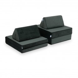 Mini Sofa Modułowa dla dzieci Velvet Grafit- 10 elementów