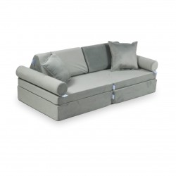 Mini Sofa Modułowa dla dzieci Velvet Szary- 10 elementów