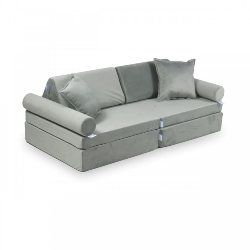 Mini Sofa Modułowa dla dzieci Velvet Szary- 10 elementów