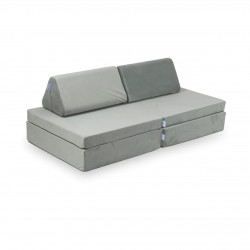 Mini Sofa Modułowa dla dzieci Velvet Szary- 10 elementów