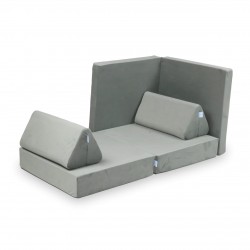 Mini Sofa Modułowa dla dzieci Velvet Szary- 10 elementów