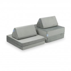 Mini Sofa Modułowa dla dzieci Velvet Szary- 10 elementów