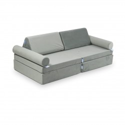 Mini Sofa Modułowa dla dzieci Velvet Szary- 10 elementów