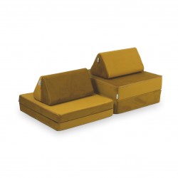 Mini Sofa Modułowa dla dzieci Velvet Złoty - 10 elementów