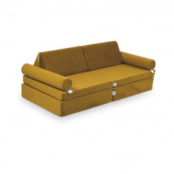 Mini Sofa Modułowa dla dzieci Velvet Złoty - 10 elementów