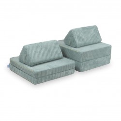 Mini Sofa Modułowa dla dzieci Standard Sztruks Jasna Mięta - 6 elementów