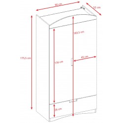 Szafa dla dziecka biala classic - wymiary
