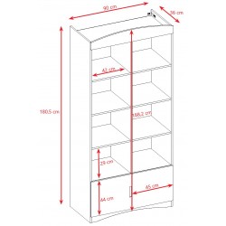 Regal podwójny do pokoju dla dziecka bialy classic - wymiary