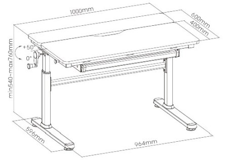 biurko-regulowane-dla-dzieci-100x60-wymiary