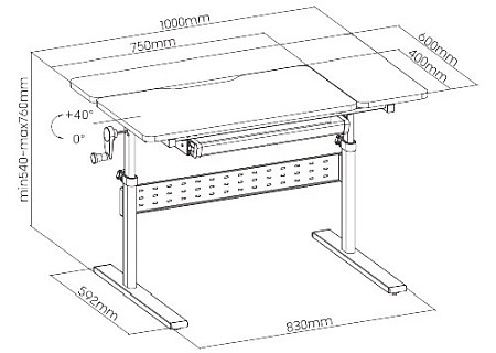 biurko-regulowane-dla-dzieci-XD-SPE-X102WL-klon-wymiary