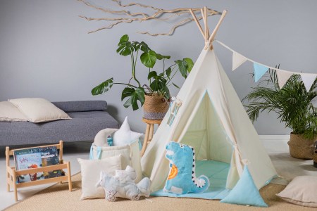 namiot tipi dla dzieci blekitek w pokoju dziecka